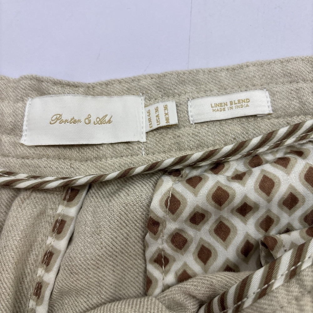 Men's Porter & Ash Linen Blend Pants Men's 36 (36x29.5) Tan Beach Drawstring - Picture 5 of 11